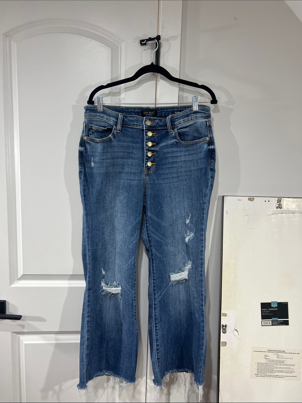 Judy Blue Button fly distressed flare Jeans